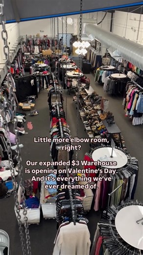 heartening on Instagram: "Last minute scramble to get every hanger filled! This is our new $3 Warehouse. Opening officially on Valentine’s Day with Early Pre-shopping starting Friday 2/6-2/8 with a minimum donation at the door of $15 (details in previous post). Everything in this video is $3 ($2 kids pieces)!! Our old space will transition next to become our Premium Room. Because we give clothing for Free or $3 ($2 for kids items), we rely on our Premium Room to sustain us. As our hyper-affordab