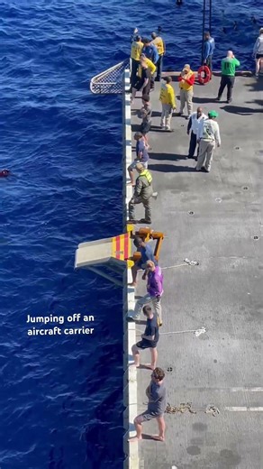 Jumping off an aircraft carrier sounds fun#aviation#boat#jump#parkour #navy#marines