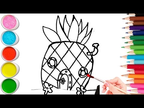 How To Draw cute Pineapple House Drawing, Painting & Coloring For Kids and Toddlers_ Child Art 🐋🌈🎨