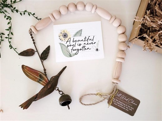 Hummingbird Memorial 30" Bell Chime, Sympathy Gift With Personalized Card - Etsy