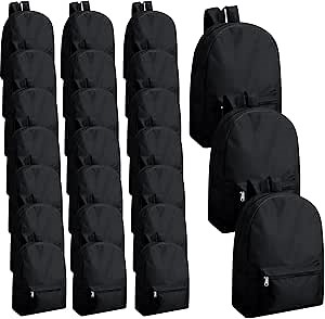 Amylove 24 Pack Backpack in Bulk - 17 Inch Classic Bookbags Bulk Lightweight Outdoor Travel Bag for Elementary Middle High(Black)