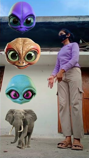 Alien head to Elephant, cat, dog, & monkey - Funny vfx magic 😀 #shorts