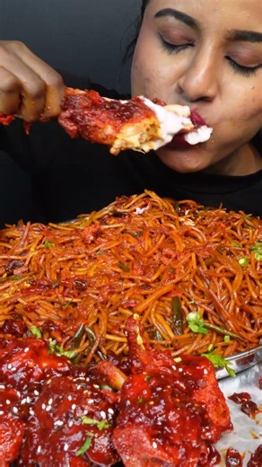 ASMR Eating Spicy Indian Food Chicken Hakka Noodles,Margherita Pizza,Leg Piece ASMR Eating Mukbang