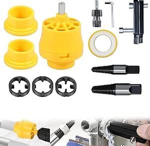 Pvc Pipe Threader, Broken Pipe Extractor Tool Set, Pipe Threading Tool, 1/2'' 3/4'' Dies Electric Drill Compatible for Home Repair