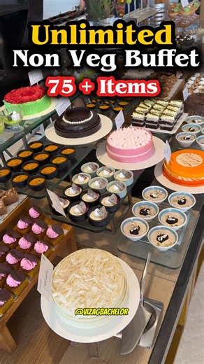Vizag Bachelor on Instagram: "Unlimited Non Veg Buffet 😍 with 75 + Items 📍: Kava Grill & Lounge, Fairfield By Marriot, Vizag ✅ 4 Live Counters, 15+ Maincourse items, 50+ Desserts and wide spread of desserts 🤩 Heaven for sweeth tooth 🔥 Best Buffet in Vizag #unlimited #buffet #nonveg #dessert #brunch"