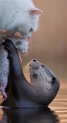 Otter Rescues a Kitten and Brings It Safely Back to the Mother Cat!!A Beautiful Rescue Moment 🦦🐱❤️