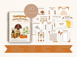 Thanksgiving Activity Workbook: Montessori Games, Tracing, Mazes (printable) - Etsy Canada