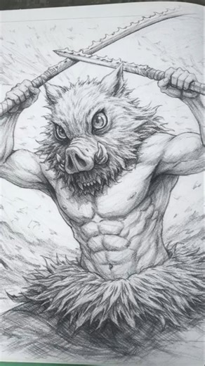 INOSKE DRAWING SKETCH ARTIST 🔥☠️#demonslayer #art #viral #shortsfeed #inoske