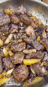 704K views · 96K reactions | The best garlic butter steak bites and potatoes | Miguels cookingwithfire | Facebook