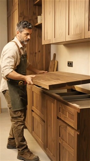 DIY Wooden Kitchen Cabinet & Countertop Installation #shorts