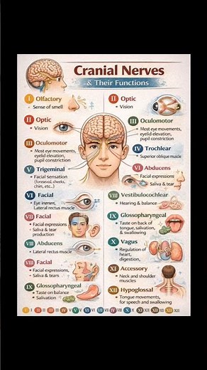12 Cranial Nerves and Their Functions Explained | Human Brain Nerve System