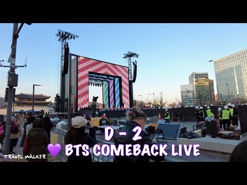 [4K]💜BTS 컴백 라이브 D-2, 광화문 무대 설치🇰🇷📸 / BTS Comeback Live D-2, Gwanghwamun Stage Setup - Seoul - Korea🇰🇷