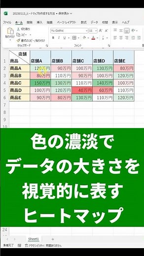 【Excel】ヒートマップを作成する方法 #shorts #excel