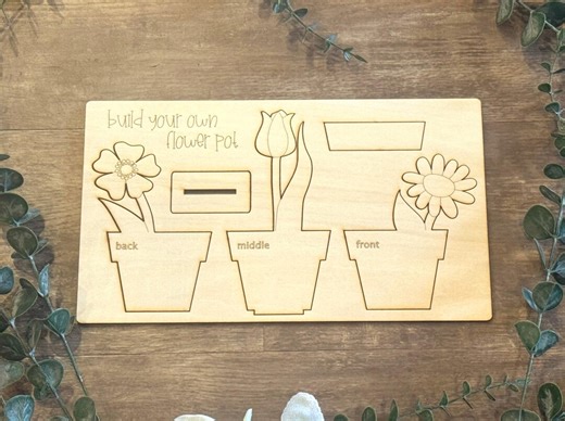 DIY Flower Pot Craft Kit, Mothers Day Craft, Kids Craft Spring, Paint Kit, Grandparent Gift, Teacher Gift DIY, Wood Craft Flower Pot - Etsy