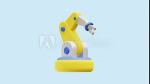 Industrial Robot animated 3d icon. Great for business, technology, company, websites, apps, education, marketing and promotion. Factory Industrial 3d icon animation.