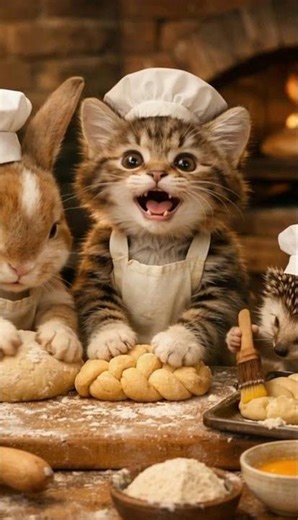 Cute Animals Baking 🥖🐾 #weryai #shorts