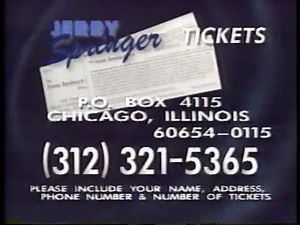 1994 Jerry Springer Plug/Tickets Promos (Season 4)
