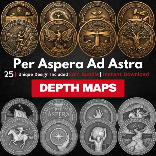 Per Aspera Ad Astra Coin Depthmap Bundle: 3D Embossing Depth Map for Laser Engraving - Etsy