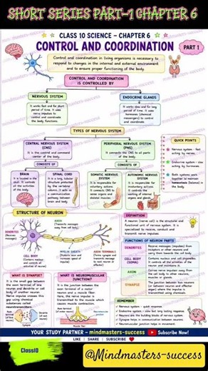 Class 10 Science Chapter 6 – Control and Coordination Part 1#class10#science#cbse#ncert#notes#shorts