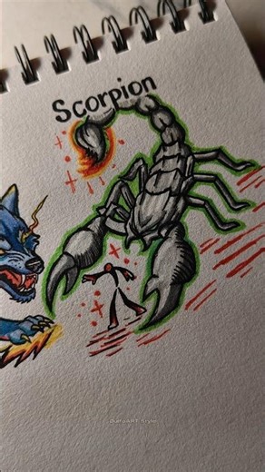 How to draw stickman with (wolf & scorpion) #drawing #stickman #tutorial #fpy #howtodraw #art #fypシ