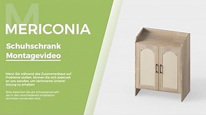 Mericonia Schuhschranks, 5-stöckiger Rattan-Schuhschrank mit 2 Holztüren, Eingangsbereich-Speicher, Stabiler Rattanholz-Schrank mit einstellbaren Regalen, für Wohnzimmer und Flur, Braun