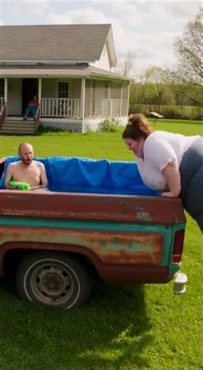 This truck bed can't handle two people. Susan and Karl #fails #funny