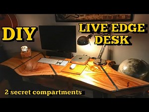 How to Make a Live Edge Desk Featuring Epoxy Resin Inlay and 2 Secret Compartments | DIY Woodwork
