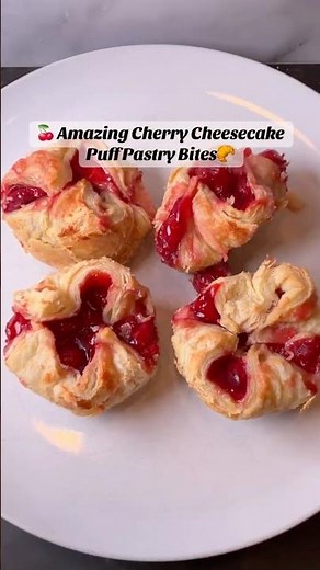 Cherry Cheesecake Puff Pastry Bites 🍒🥐