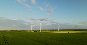 Wind turbines spinning renewable energy windmill rotating electricity