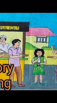 Pani Puri stall Drawing | Pani Puri memory drawing | पाणीपुरी स्मरणचित्र #drawing #art #elementary