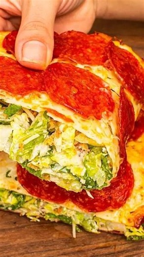 Crispy Pepperoni Caesar Cheese Wrap Made with Mozzarella