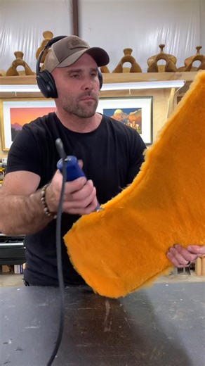 Sharpening shears with an UltraEdge medium blending blade in the workshop