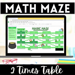 2 Times Table Chart and Self Grading Practice Worksheet for St Patricks Day