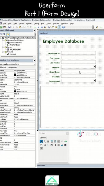 Userform Part 1 (Form Design) #excelpinoy #exceltricks #exceltips #excel #excelbyromeocostillas