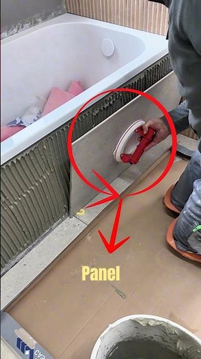 Professional Wall Tiling Preparation | Applying Tile Adhesive for Bathtub Panel.