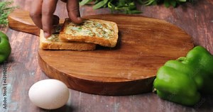 serving bread on the serving plate, bread cooked with egg ,bread loaves served on serving plate