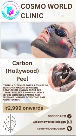 Cosmo World Clinic | Carbon Peel helps reduce acne, pigmentation & open pores for clear, glowing skin.#gurugram #golfcourseextensionroadgurgaon #sector57gurgaon... | Instagram