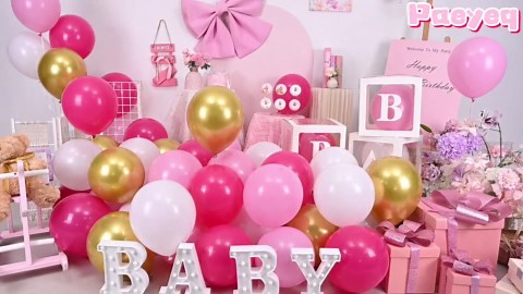 Pink and Gold Balloons, Valentines Day Decorations Balloon Princess Pastel Hot Pink White Metallic Gold Latex Balloons for Girls Women Birthday Wedding Bridal Baby Shower Anniversary Party Decoration