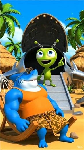 shark and alien funny video #ai #cartoon #funny