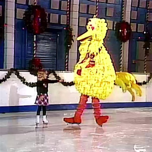 I just love ice skating in the winter. Sometimes it almost feels like I can fly! ⛸️ | Big Bird