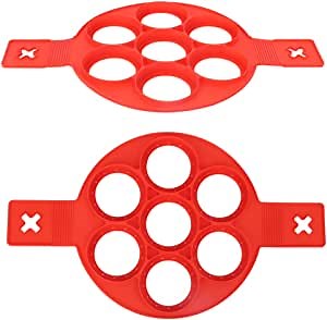 LIZEALUCKY 2Pcs Silicone Non-Stick Egg Pancake Making Round Mold Reusable DIY Kitchen Baking Cooking Tool Flip Pan Pancake Bite Mould