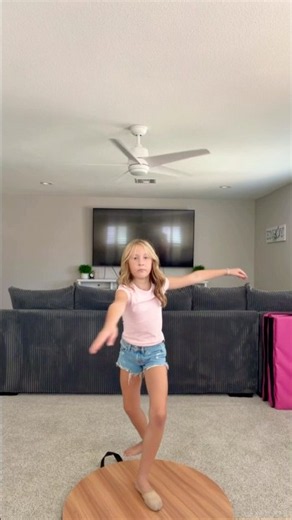 Livvy Practices Turns on Her NEW Turn Board! 🌀🩵 #lifeaswegomez #danceshorts #dancer
