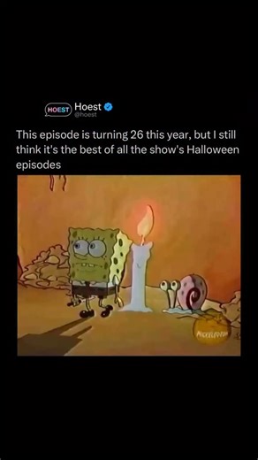 Hoest on Instagram: "SpongeBob SquarePants’ first-ever Halloween episode, “Scaredy Pants,” premiered on October 28, 1999, and quickly became a fan favorite. The episode follows SpongeBob as he tries to overcome his reputation for being easily frightened. Tired of always being the butt of Halloween pranks, he decides it’s time to turn the tables and become the scariest creature in Bikini Bottom. With help from Patrick, SpongeBob crafts a spooky costume by shaving down his sponge head into a round