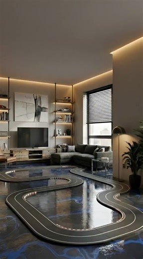 THIS FLOOR IS INSANE 🤯🏎️ Hidden RC Race Track Inside #epoxy #diy #rctrack