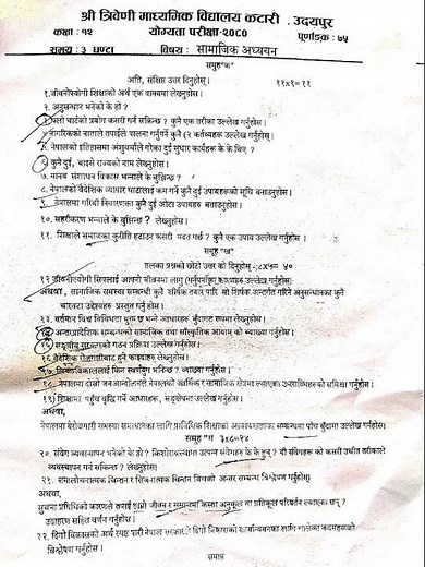 Class 12 Social Studies and Life Skill Education model question 2080. board examination.