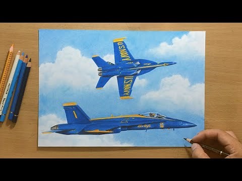Blue Angels - Colored Pencil Drawing of F-18 Fighter Planes