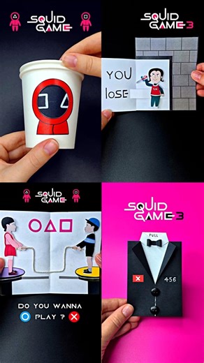 DIY Squid Game 3 Crafts 🔴🔺🟥 Fun & Easy Paper Projects