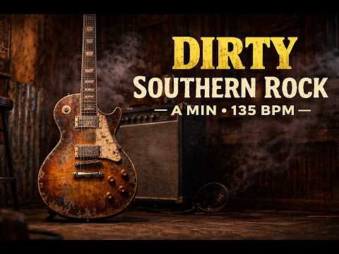 Dirty Southern Rock Jam in A Minor Gritty Guitar Backing Track – 135 BPM