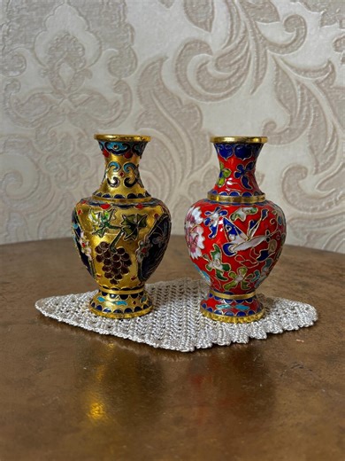 Vintage Chinese Cloisonné Enamel Vase, Blue Floral Asian Decor, Oriental Collectible Pair, Traditional Accent Gift - Etsy