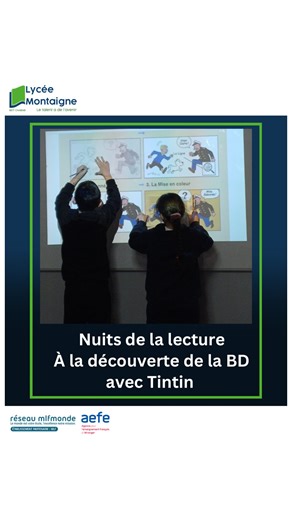 Lycée Montaigne Liban on Instagram: "🌏 Tintin fait escale au Club Lecture du Lycée Montaigne ! Les élèves du Club Lecture (CE1-CE2-CM1-CM2) ont célébré la Journée mondiale de Tintin et les Nuits de la Lecture sur le thème « Villes et Campagnes ». Après avoir exploré l'univers de Hergé et les voyages du célèbre reporter avec la documentatiste Mme Leila Abboud, les élèves sont passés à l'action. Entre création de planches de BD et illustrations originales, ils ont représenté Tintin dans divers dé